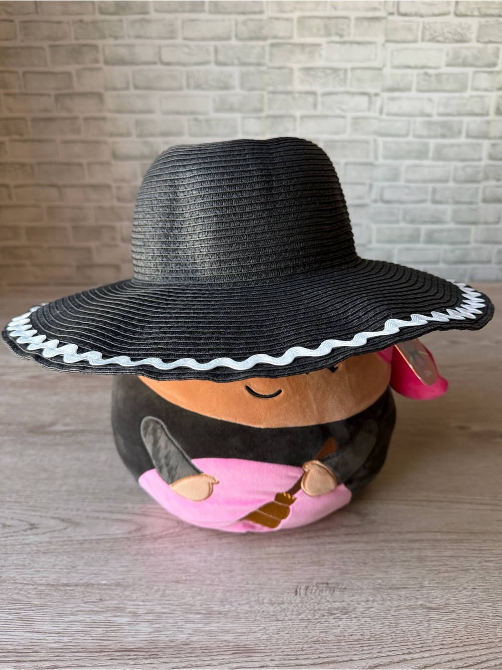 Indigo Supply Black Floppy Sun Hat White Ric Rac Trim NWT